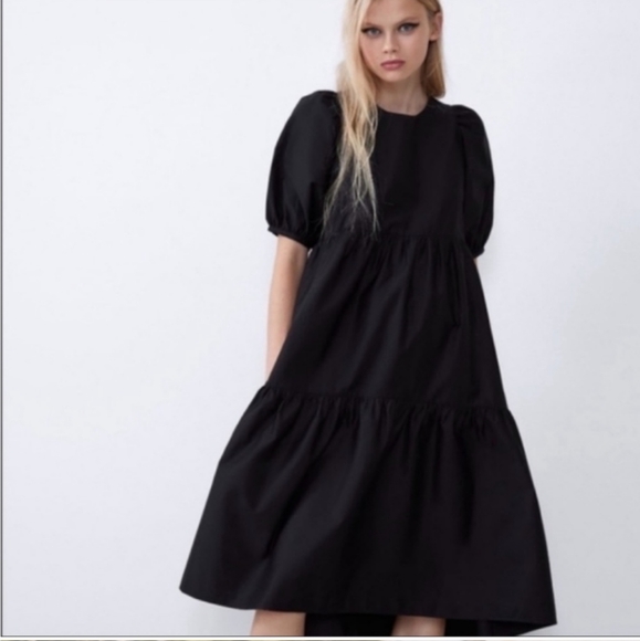Zara Dresses & Skirts - Zara Black Puff Sleeve Sundress